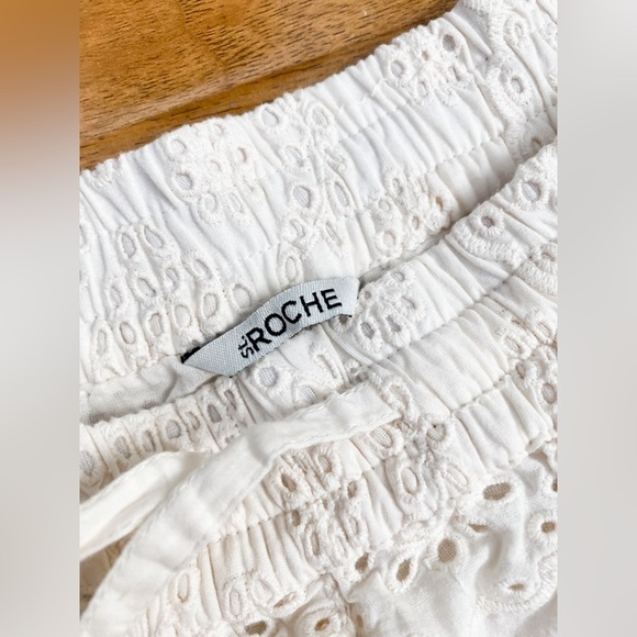 St. Roche Harper Shorts White Eyelet Embroidered Organic Cotton Artisan Boho S - Picture 7 of 11